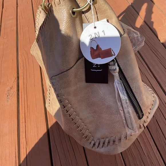 Tan Vegan Leather Women's Bag Set ( Hobo Style ) - Picture 8 of 8